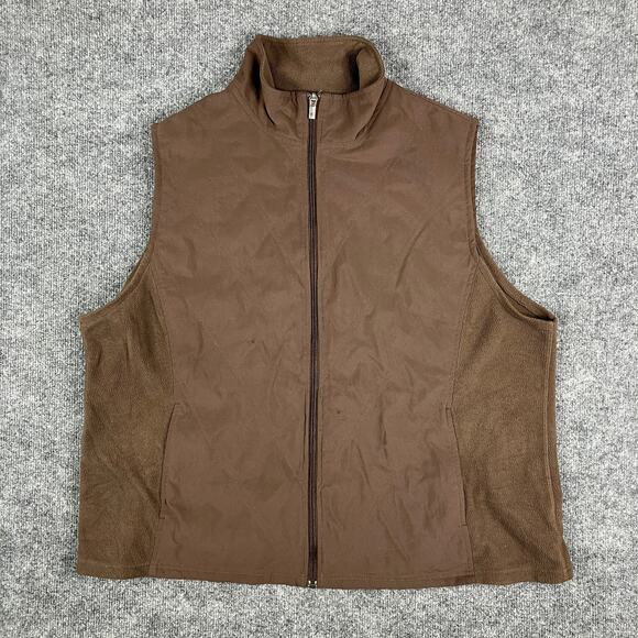 Columbia Fleece Vest Men's 2X Brown Full Zip Outdoor Hiking Layering Jacket - Picture 1 of 9